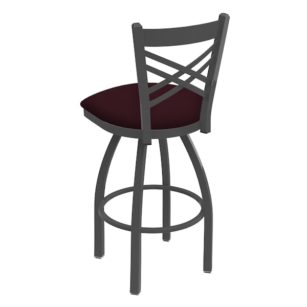 Holland Bar Stool Co 30" Swivel Bar Stool, Pewter Finish, Canter Bordeaux Seat - 82030PW005