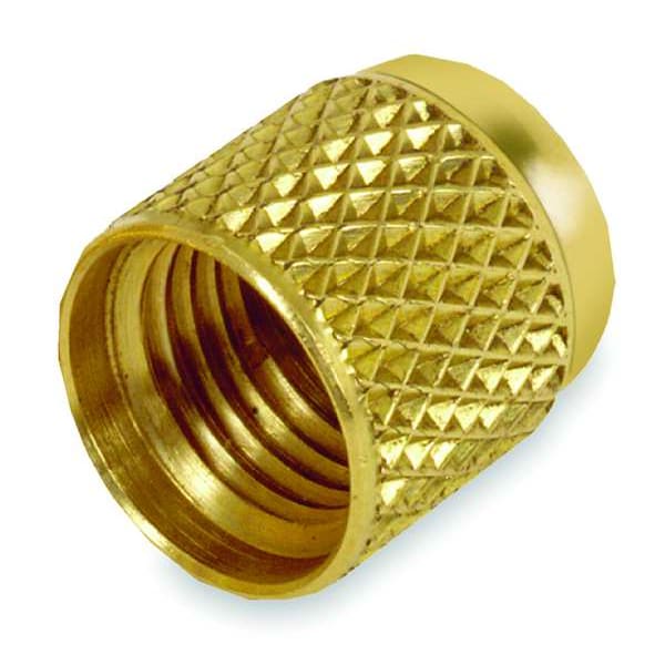 Jb Industries Cap w/ Gasket For CFC/HCFC/HFC Refrigerants, 1/4 in, SAE, Brass, 10 PK - A31985