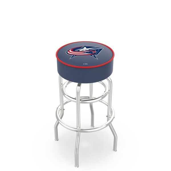 Holland Bar Stool Co 30" Columbus Blue Jackets Cushion Seat, 2-Ring Chrome Swivel Bar Stool - L7C130COLBLU