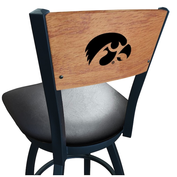 Holland Bar Stool Co 25" Blk Wrinkle Iowa Swivel Bar Stool, Laser Engraved Back - L03825BWMEDMPLAIOWAUNBLKVINYL