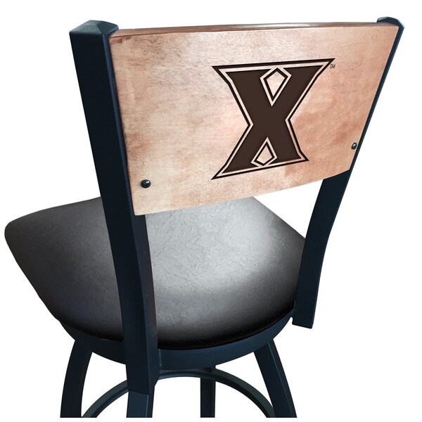 Holland Bar Stool Co 25" Blk Wrinkle Xavier Swivel Bar Stool, Laser Engraved Back - L03825BWMEDMPLAXAVIERBLKVINYL