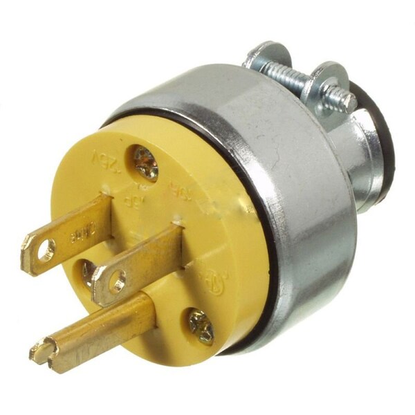 American Imaginations 15 AMP Round Yellow 3-Wire Plug Plastic-Stainless Steel - AI-36885