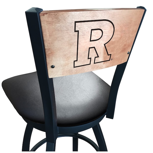 Holland Bar Stool Co 25" Blk Wrinkle Rutgers Swivel Bar Stool, Laser Engraved Back - L03825BWMEDMPLARUTGERBLKVINYL