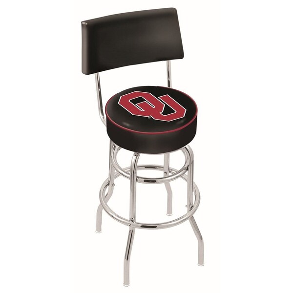 Holland Bar Stool Co 25" Chrome 2-Ring Oklahoma Swivel Bar Stool, Back - L7C425OKLHMA