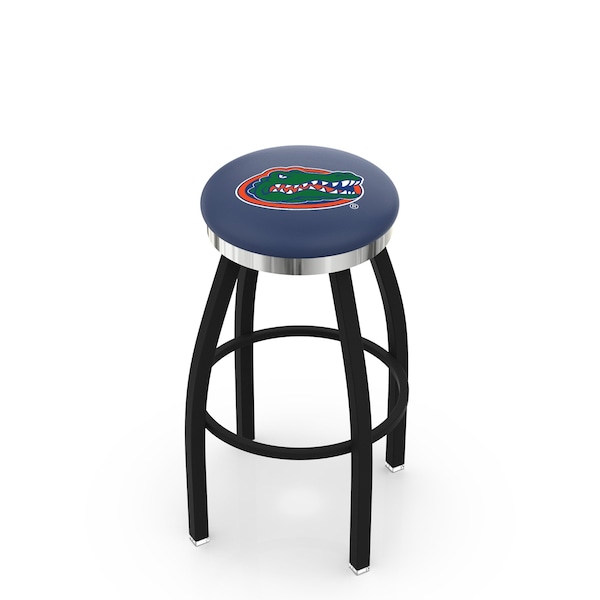 Holland Bar Stool Co 30" Blk Wrinkle Florida Swivel Bar Stool, Chrome Ring - L8B2C30FLORUN