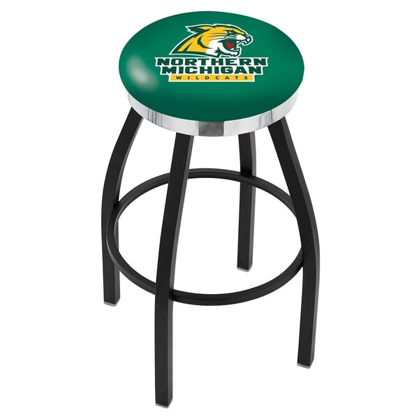 Holland Bar Stool Co 30" Blk Wrinkle Northern Michigan Swivel Bar Stool, Chrome Ring - L8B2C30NORMIC