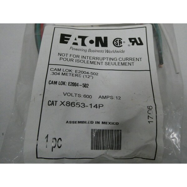 Eaton CAM LOK 12A AMPS 600V-AC PLUG - X8653-14P