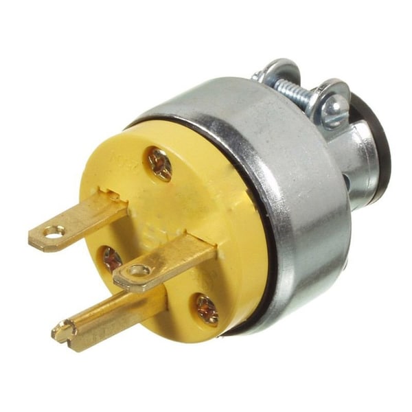 American Imaginations 15 AMP Round Yellow 3-Wire Plug Plastic-Stainless Steel - AI-36905