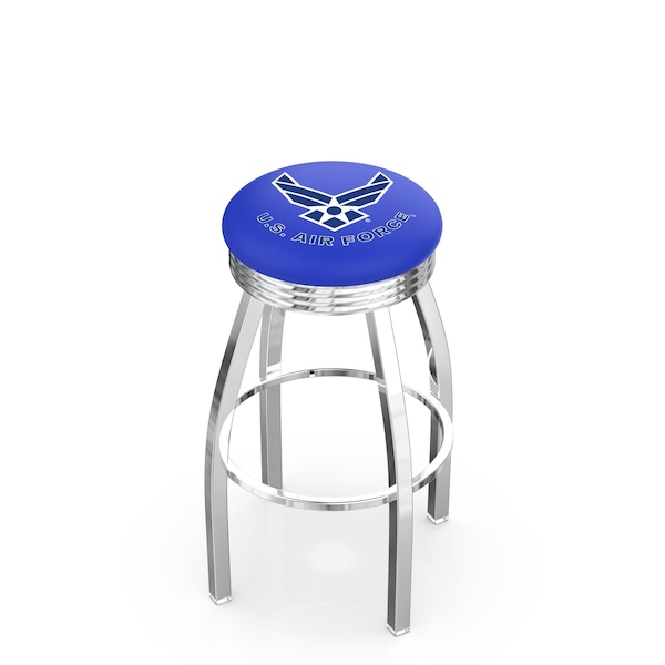 Holland Bar Stool Co 25" Chrome U.S. Air Force Swivel Bar Stool, Accent Ring - L8C3C25AIRFOR