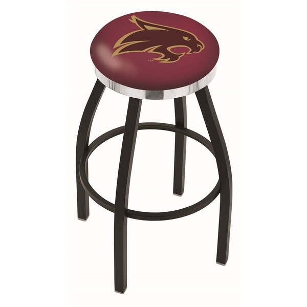 Holland Bar Stool Co 30" Blk Wrinkle Texas State Swivel Bar Stool, Chrome Ring - L8B2C30TEXSST