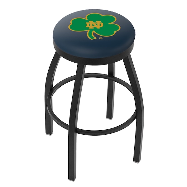 Holland Bar Stool Co 25" Blk Wrinkle Notre Dame Shamrock Swivel Bar Stool, Accent Ring - L8B2B25ND-SHM