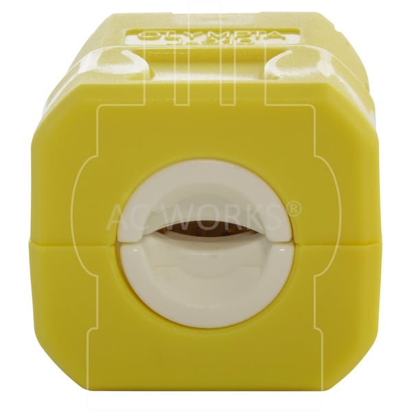 Ac Works NEMA 5-15P 15A 125V Clamp Style Square Household Plug with UL, C-UL Approval in Yellow - ASQ515P-YW