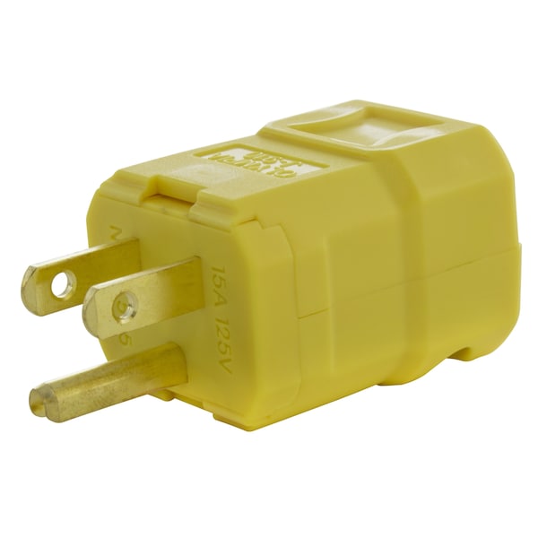 Ac Works NEMA 5-15P 15A 125V Clamp Style Square Household Plug with UL, C-UL Approval in Yellow - ASQ515P-YW