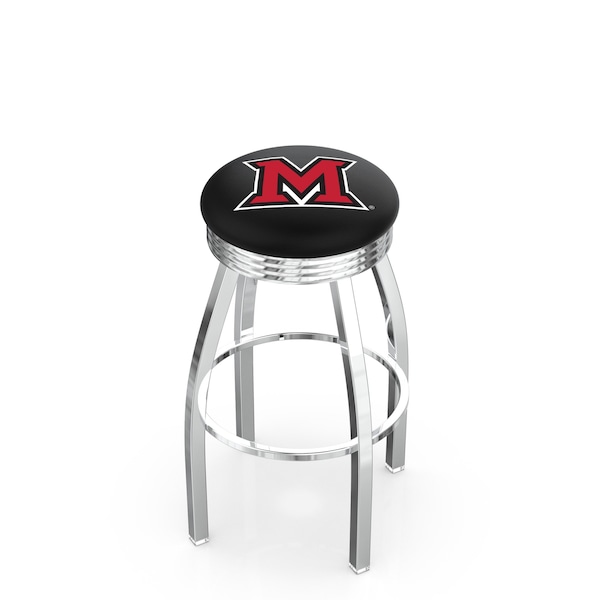 Holland Bar Stool Co 25" Chrome Miami (OH) Swivel Bar Stool, Accent Ring - L8C3C25MIA-OH