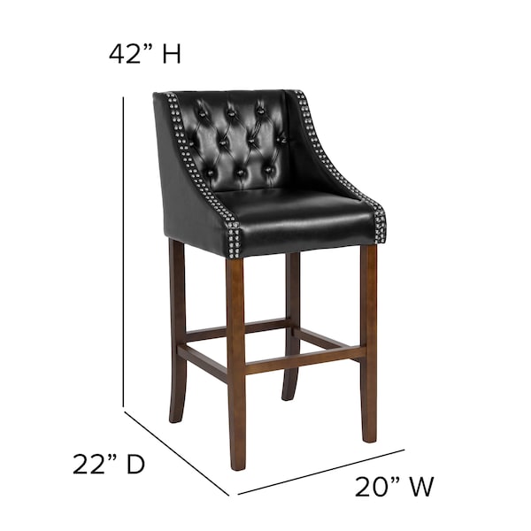Flash Furniture Black Leather/Wood Stool, 30", PK2 - 2-CH-182020-T-30-BK-GG