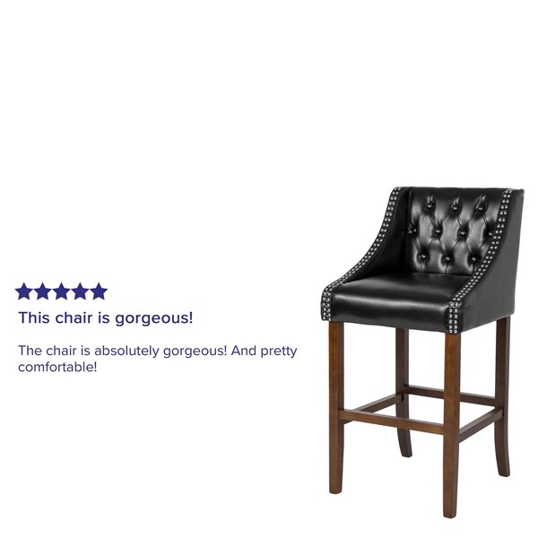 Flash Furniture Black Leather/Wood Stool, 30", PK2 - 2-CH-182020-T-30-BK-GG