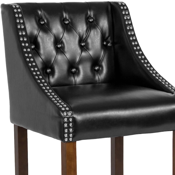 Flash Furniture Black Leather/Wood Stool, 30", PK2 - 2-CH-182020-T-30-BK-GG
