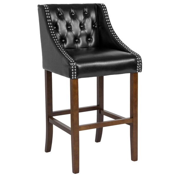 Flash Furniture Black Leather/Wood Stool, 30", PK2 - 2-CH-182020-T-30-BK-GG