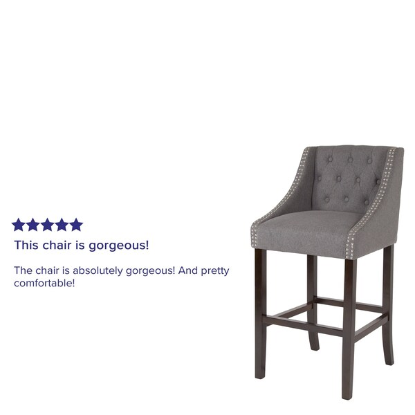 Flash Furniture Gray Fabric/Wood Stool, 30", PK2 - 2-CH-182020-T-30-DKGY-F-GG