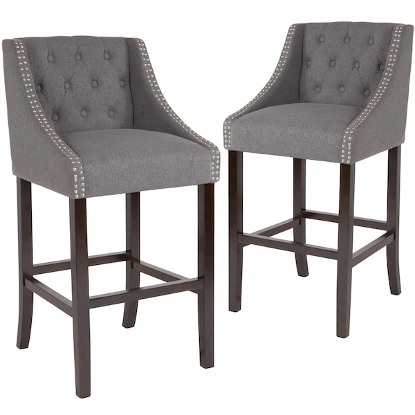 Flash Furniture Gray Fabric/Wood Stool, 30", PK2 - 2-CH-182020-T-30-DKGY-F-GG