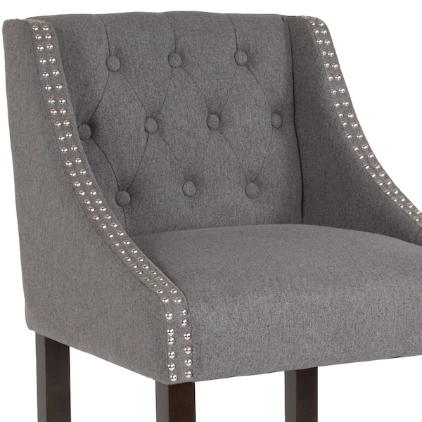 Flash Furniture Gray Fabric/Wood Stool, 30", PK2 - 2-CH-182020-T-30-DKGY-F-GG