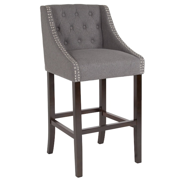 Flash Furniture Gray Fabric/Wood Stool, 30", PK2 - 2-CH-182020-T-30-DKGY-F-GG