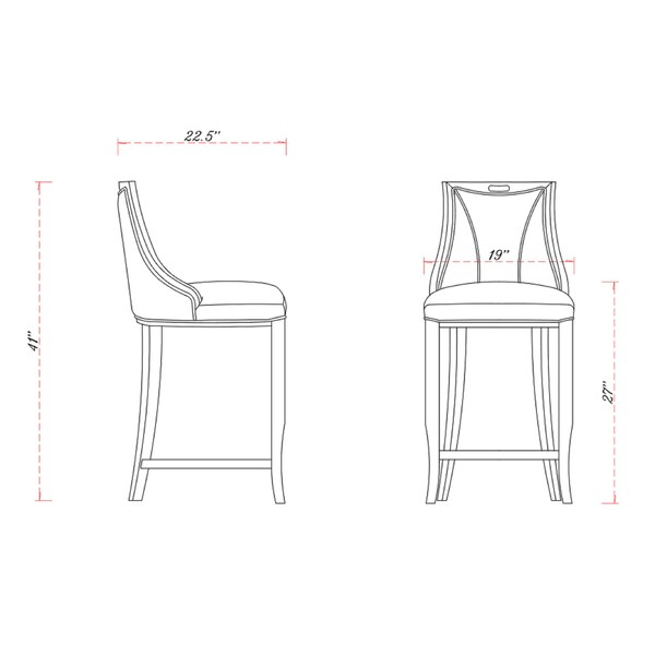 Manhattan Comfort Emperor Bar Stool in Pearl White and Walnut (Set of 2) - 2-BS008-PW