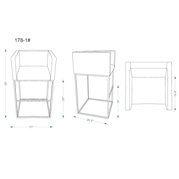 Manhattan Comfort Embassy Barstool in Cream and Black (Set of 2) - 2-BS018-CR