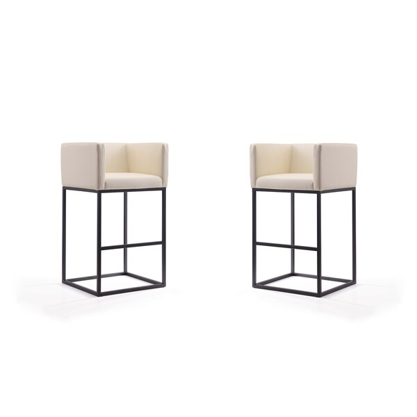 Manhattan Comfort Embassy Barstool in Cream and Black (Set of 2) - 2-BS018-CR
