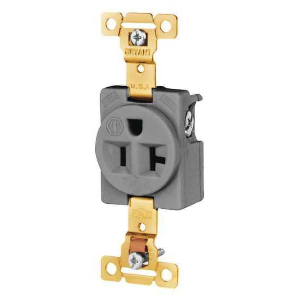 Zoro Select Receptacle, 20 A Amps, 125V AC, Flush Mount, Single Outlet, 5-20R, Gray - 5361GRY
