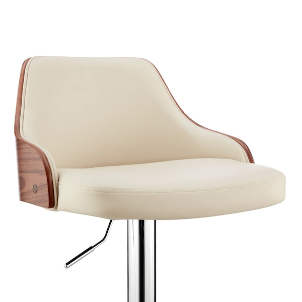 Armen Living Asher Adjustable Cream Faux Leather and Chrome Finish Bar Stool - LCARBAWACR