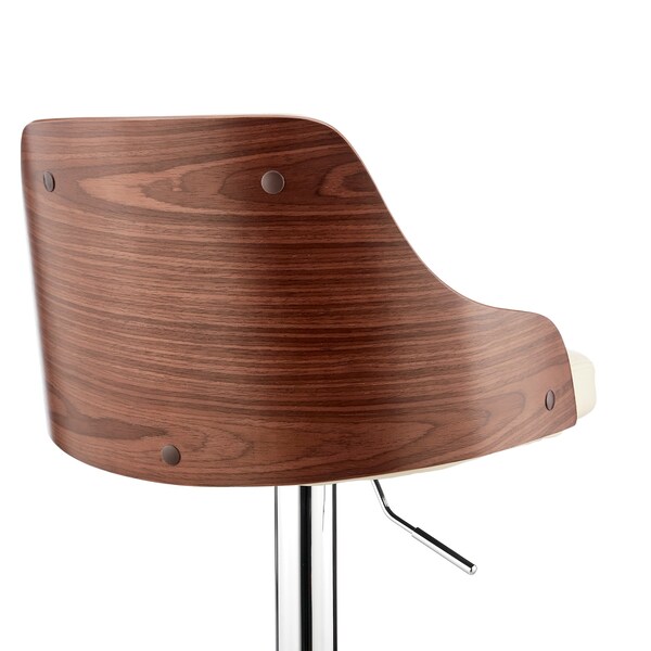 Armen Living Asher Adjustable Cream Faux Leather and Chrome Finish Bar Stool - LCARBAWACR