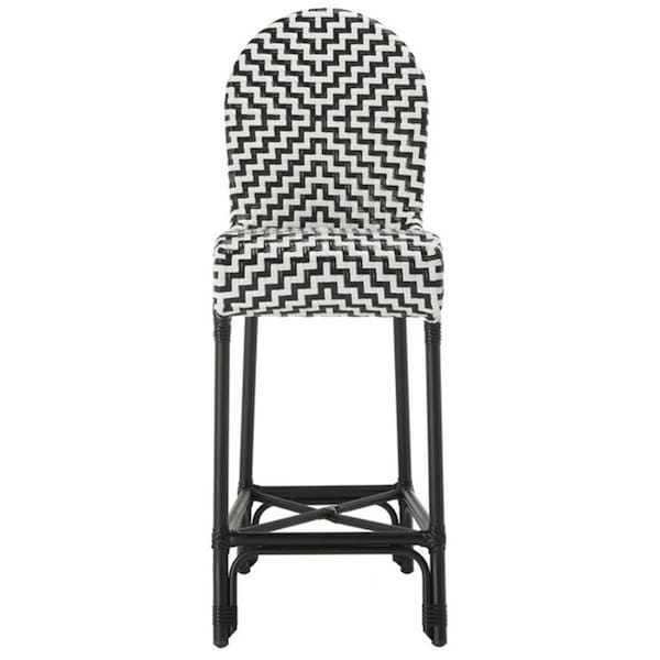 Safavieh 46 x 17 x 22.8 in. Tilden Indoor-Outdoor Bar Stool Black & White - PAT4021A