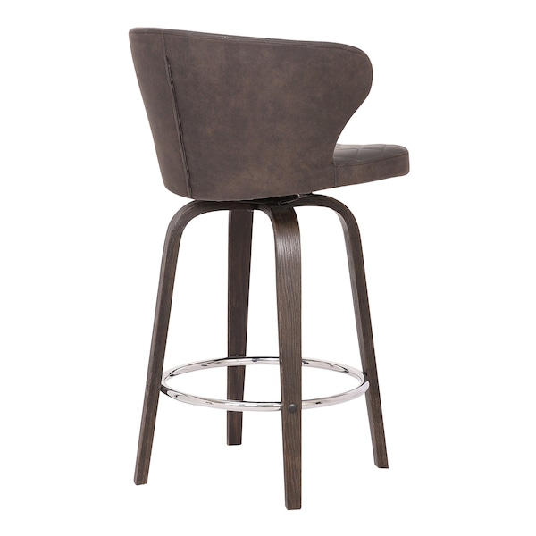 Armen Living Mynette 30" Swivel Brown Faux Leather Bar Stool - LCMTBAWABR30