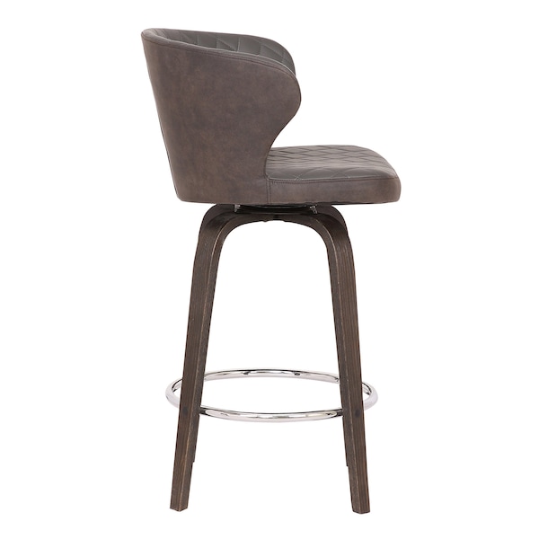 Armen Living Mynette 30" Swivel Brown Faux Leather Bar Stool - LCMTBAWABR30