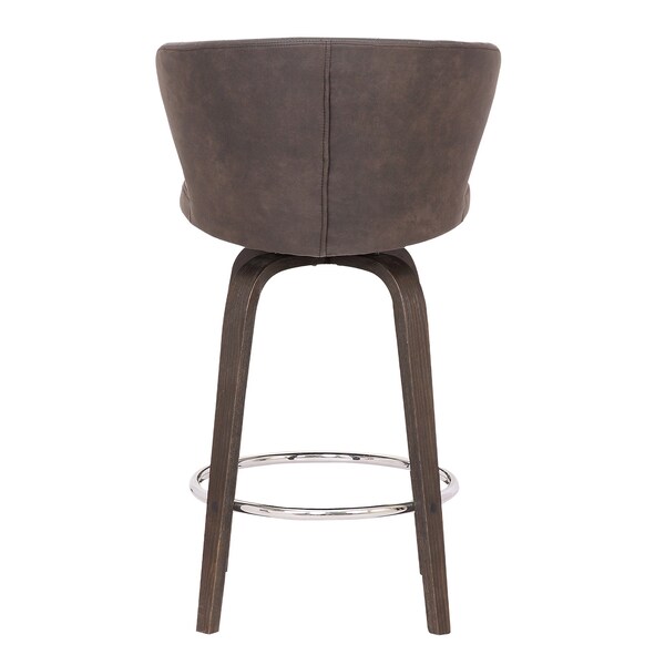 Armen Living Mynette 30" Swivel Brown Faux Leather Bar Stool - LCMTBAWABR30