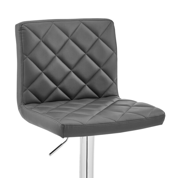 Armen Living Duval Adjustable Gray Faux Leather and Charcoal Swivel Barstool - LCDUBACHRGR
