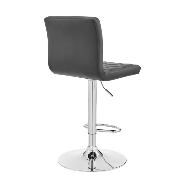 Armen Living Duval Adjustable Gray Faux Leather and Charcoal Swivel Barstool - LCDUBACHRGR