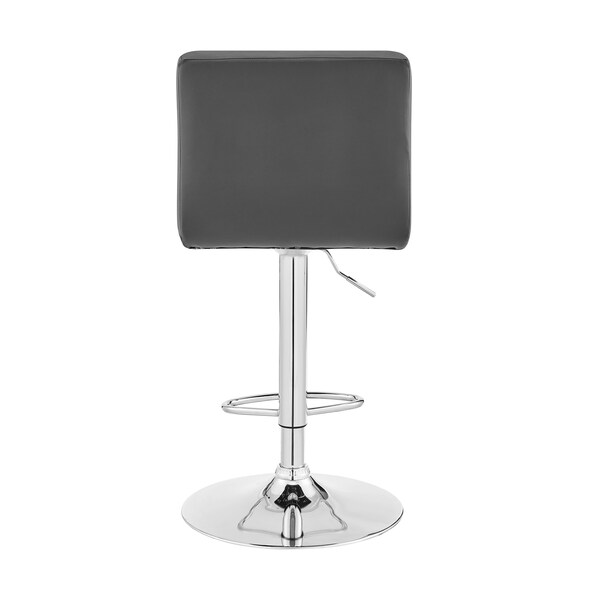 Armen Living Duval Adjustable Gray Faux Leather and Charcoal Swivel Barstool - LCDUBACHRGR