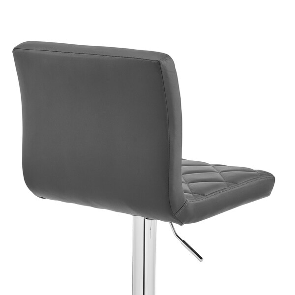 Armen Living Duval Adjustable Gray Faux Leather and Charcoal Swivel Barstool - LCDUBACHRGR