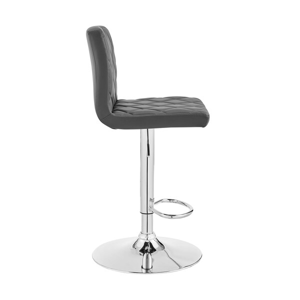 Armen Living Duval Adjustable Gray Faux Leather and Charcoal Swivel Barstool - LCDUBACHRGR