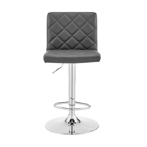 Armen Living Duval Adjustable Gray Faux Leather and Charcoal Swivel Barstool - LCDUBACHRGR