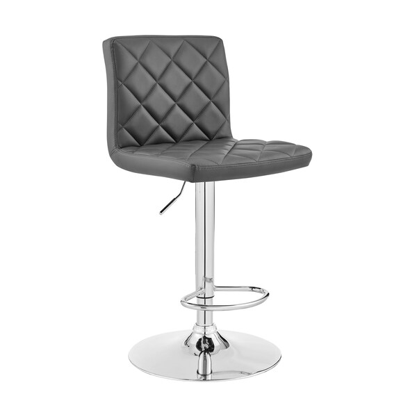 Armen Living Duval Adjustable Gray Faux Leather and Charcoal Swivel Barstool - LCDUBACHRGR