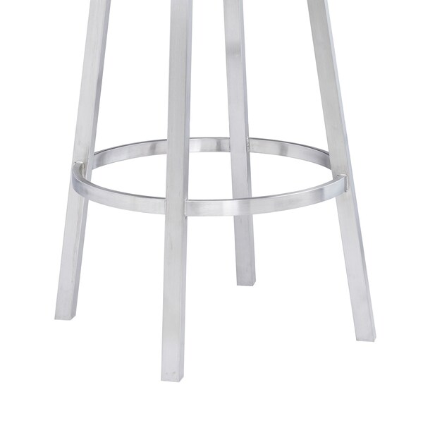 Armen Living Titana 30" Bar Height Swivel White Faux Leather and Brushed Stainless Steel Bar Stool - 840254335080