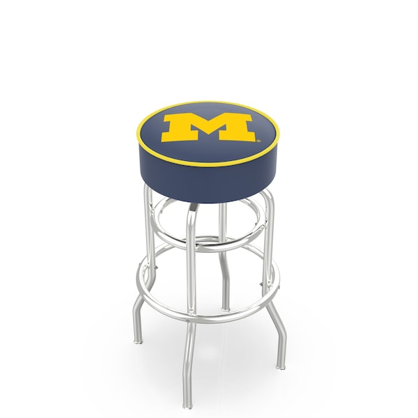 Holland Bar Stool Co 30" 4" Michigan Cushion Seat, Double-Ring Chrome Swivel Bar Stool - L7C130MICHUN