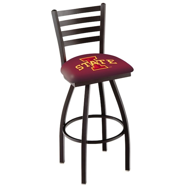 Holland Bar Stool Co 30" Blk Wrinkle Iowa State Swivel Bar Stool, Ladder Back - L01430IOWAST
