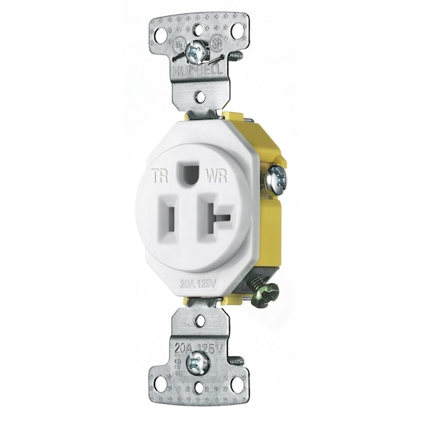 Hubbell Wiring Device-Kellems TradeSelect, Straight Blade Devices, Residential Grade, Receptacles, Weather and Tamper Resistant Single, 20A 125V, 5-20R - RR201WWRTR
