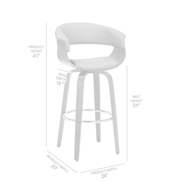 Armen Living Julyssa 30" Bar Height Swivel Brown Faux Leather and Walnut Wood Bar Stool - LCJSBAWABR30