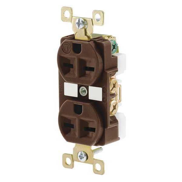 Zoro Select Receptacle, 15 A Amps, 250V AC, Flush Mount, Standard Duplex Outlet, 6-15R, Brown - BRY5662