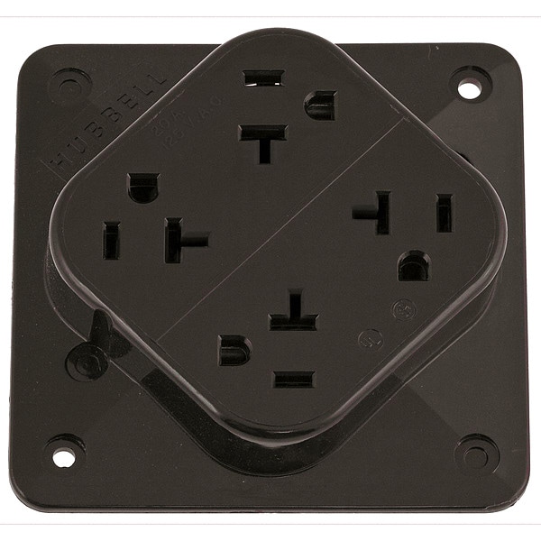 Hubbell Receptacle, 20 A Amps, 125V AC, Surface Mount, Quad Outlet, 5-20R, Brown - HBL420